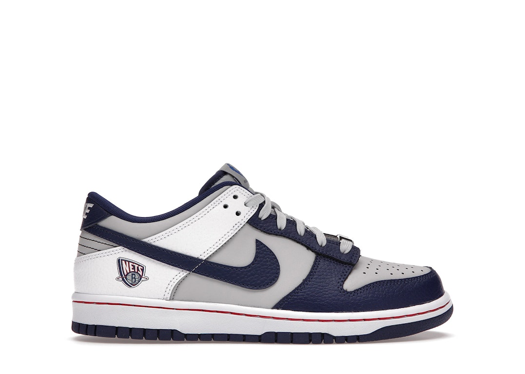 Pre-owned Nike Dunk Low Emb Nba 75th Anniversary Brooklyn Nets (gs) In Grey Fog/white/blue Void