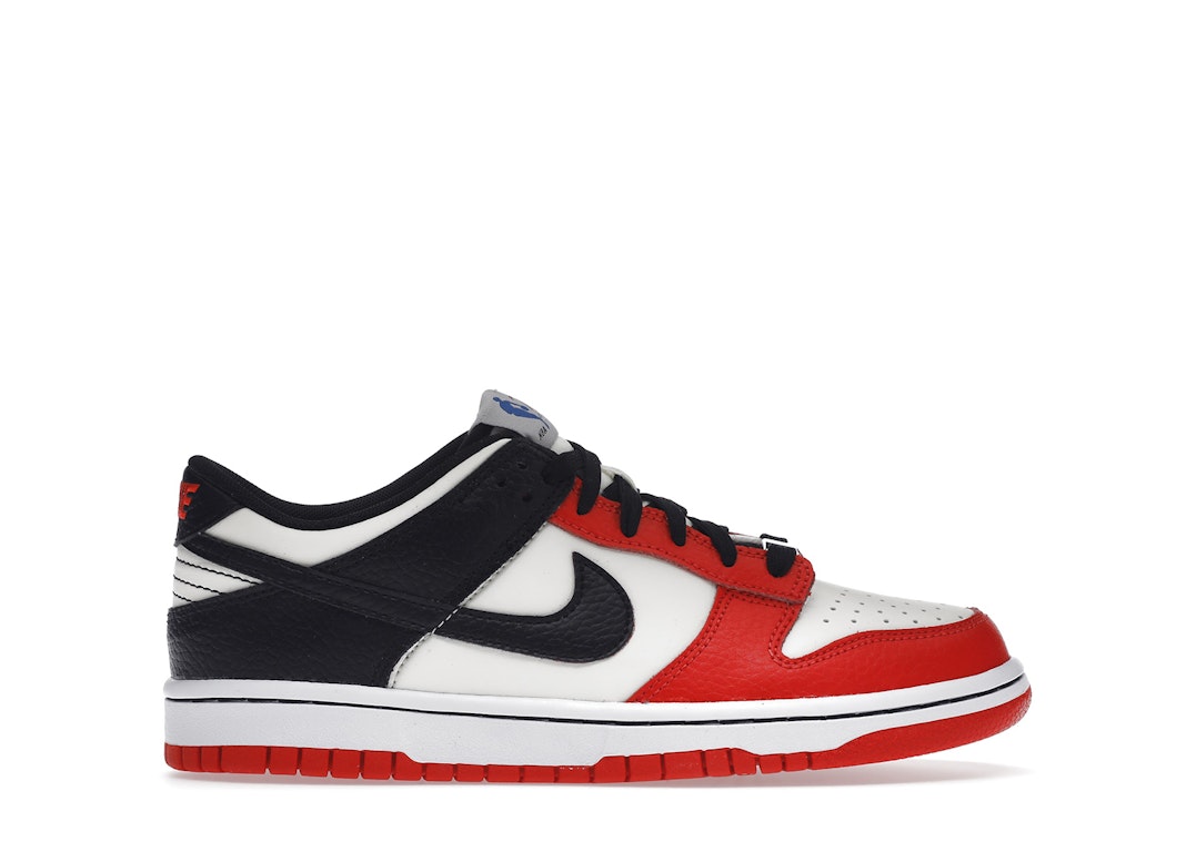 Pre-owned Nike Dunk Low Emb Nba 75th Anniversary Chicago (gs) In Sail/black/chile Red