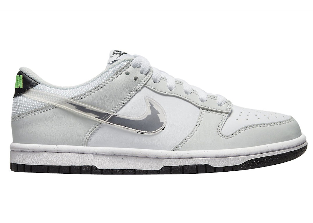 Pre-owned Nike Dunk Low Glitch Swoosh White Grey (gs) In White/grey/black