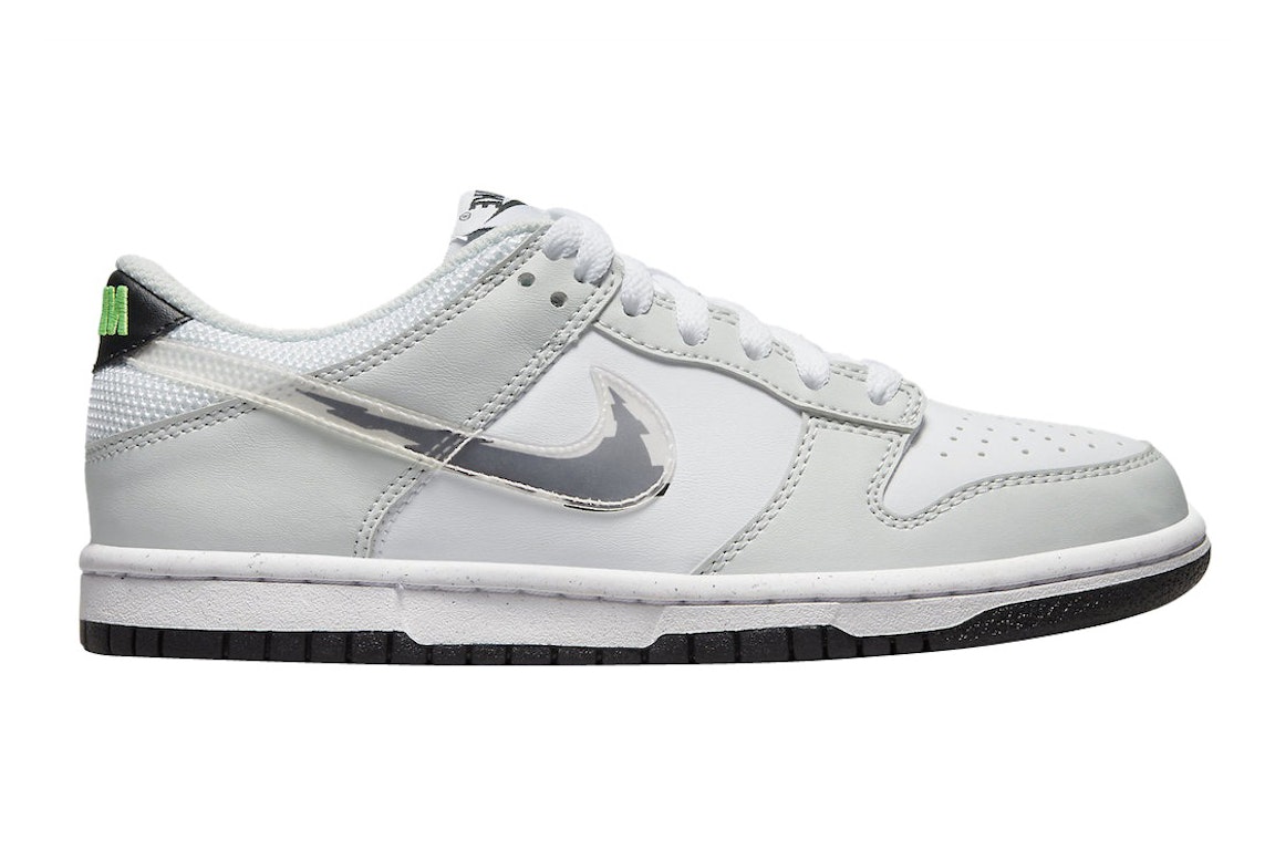 Pre-owned Nike Dunk Low Glitch Swoosh White Grey (gs) In White/grey/black