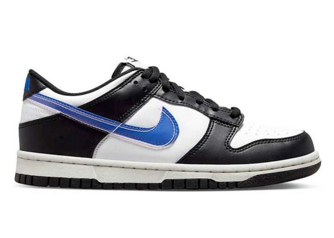 Pre-owned Nike Dunk Low Next Nature Tpu Swoosh (gs) In Black/white-game Royal
