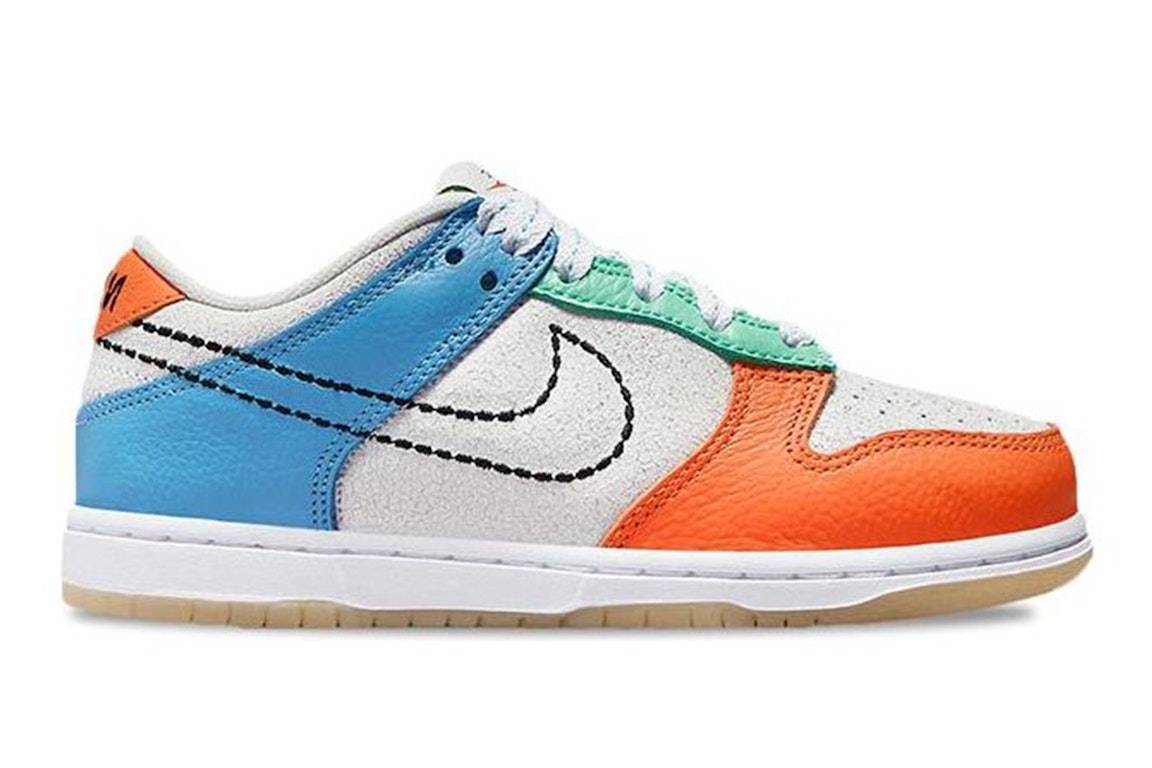 Pre-owned Nike Dunk Low  101 (ps) In White/safety Orange/green Glow