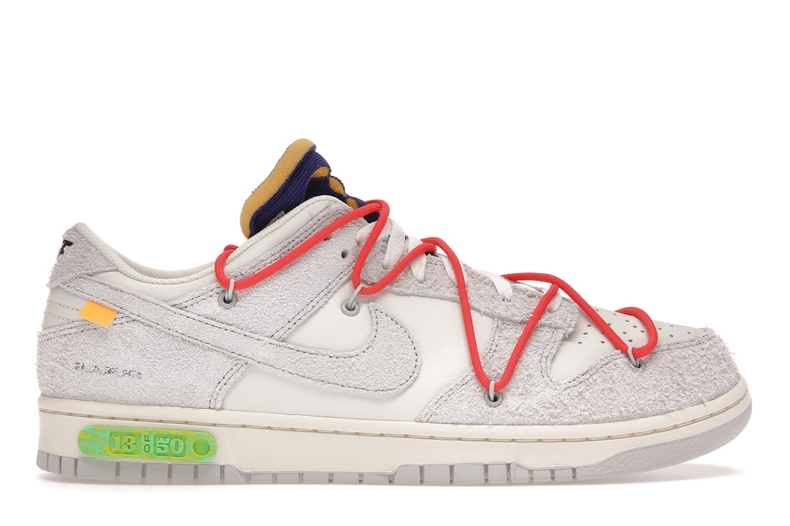Pre-owned Nike Dunk Low Off-white Lot 13 In Sail/neutral Grey-habanero Red