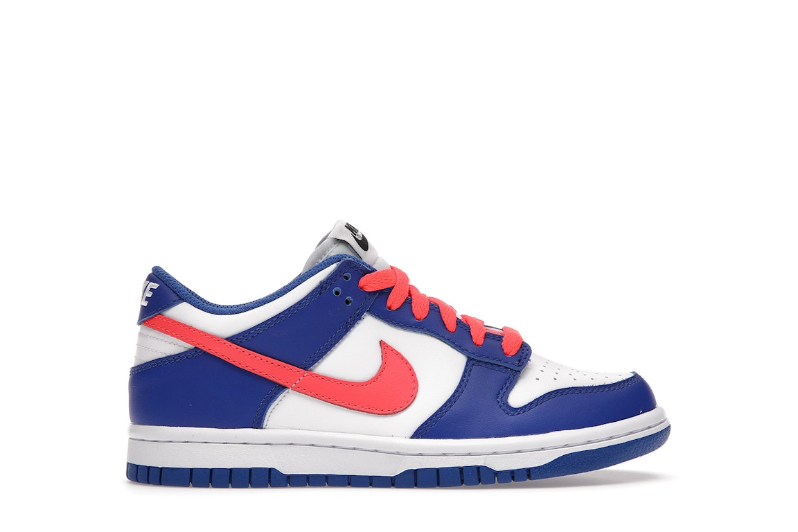 Pre-owned Nike Dunk Low Bright Crimson Game Royal (gs) In White/bright Crimson-game Royal-black