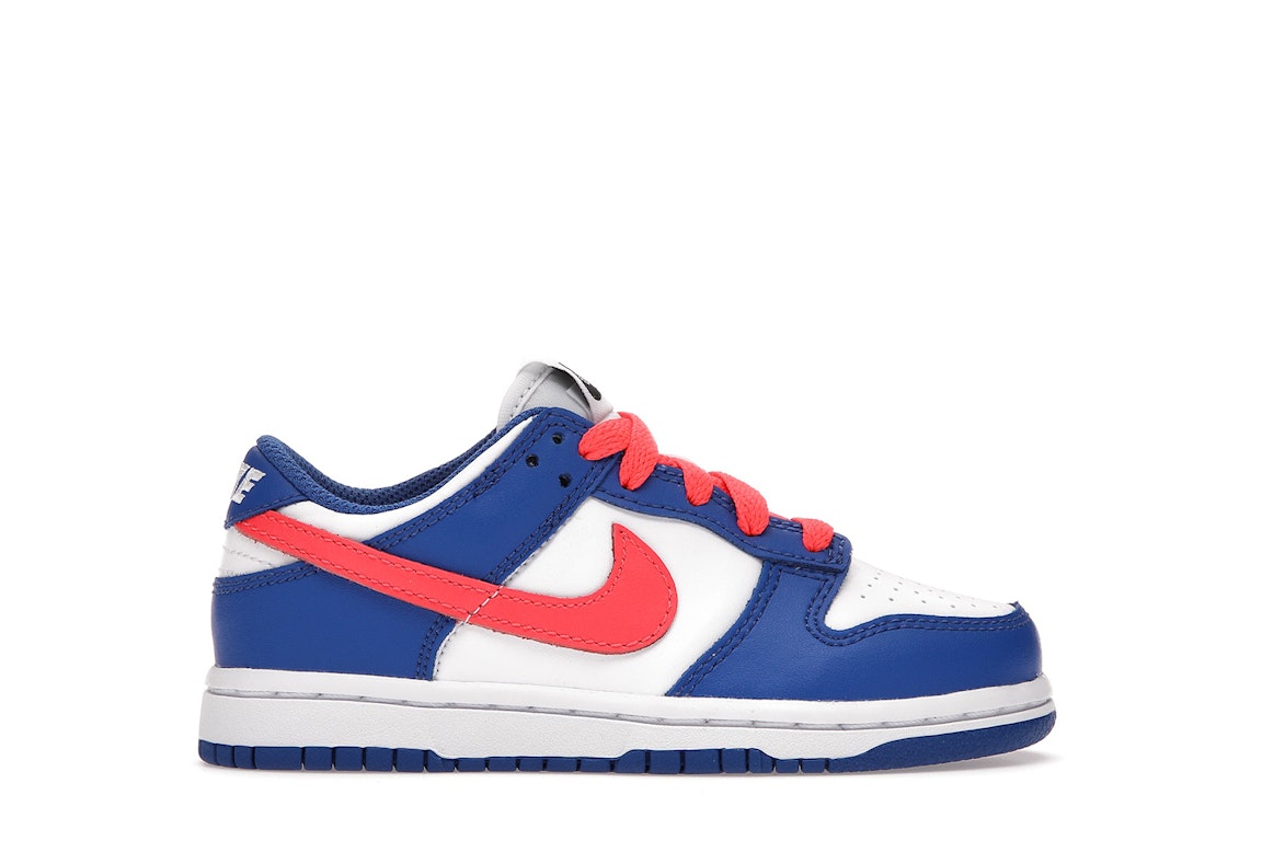 Pre-owned Nike Dunk Low Bright Crimson Game Royal (ps) In White/bright Crimson-game Royal-black