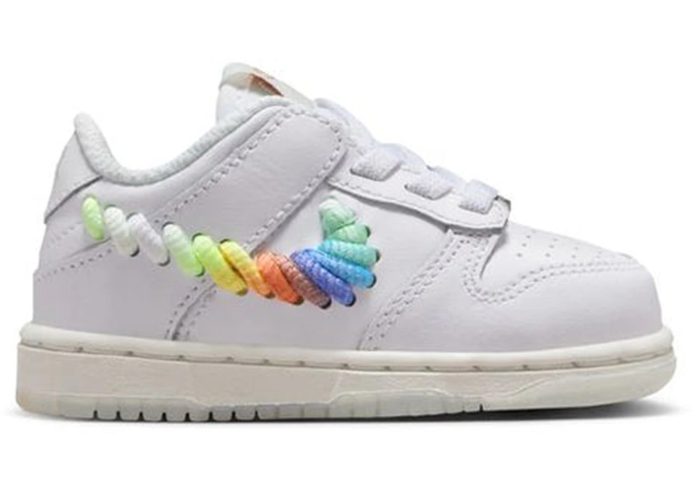 Nike Dunk Low SE Rainbow Lace Swoosh White (TD) Toddler - FQ1924-100 - US