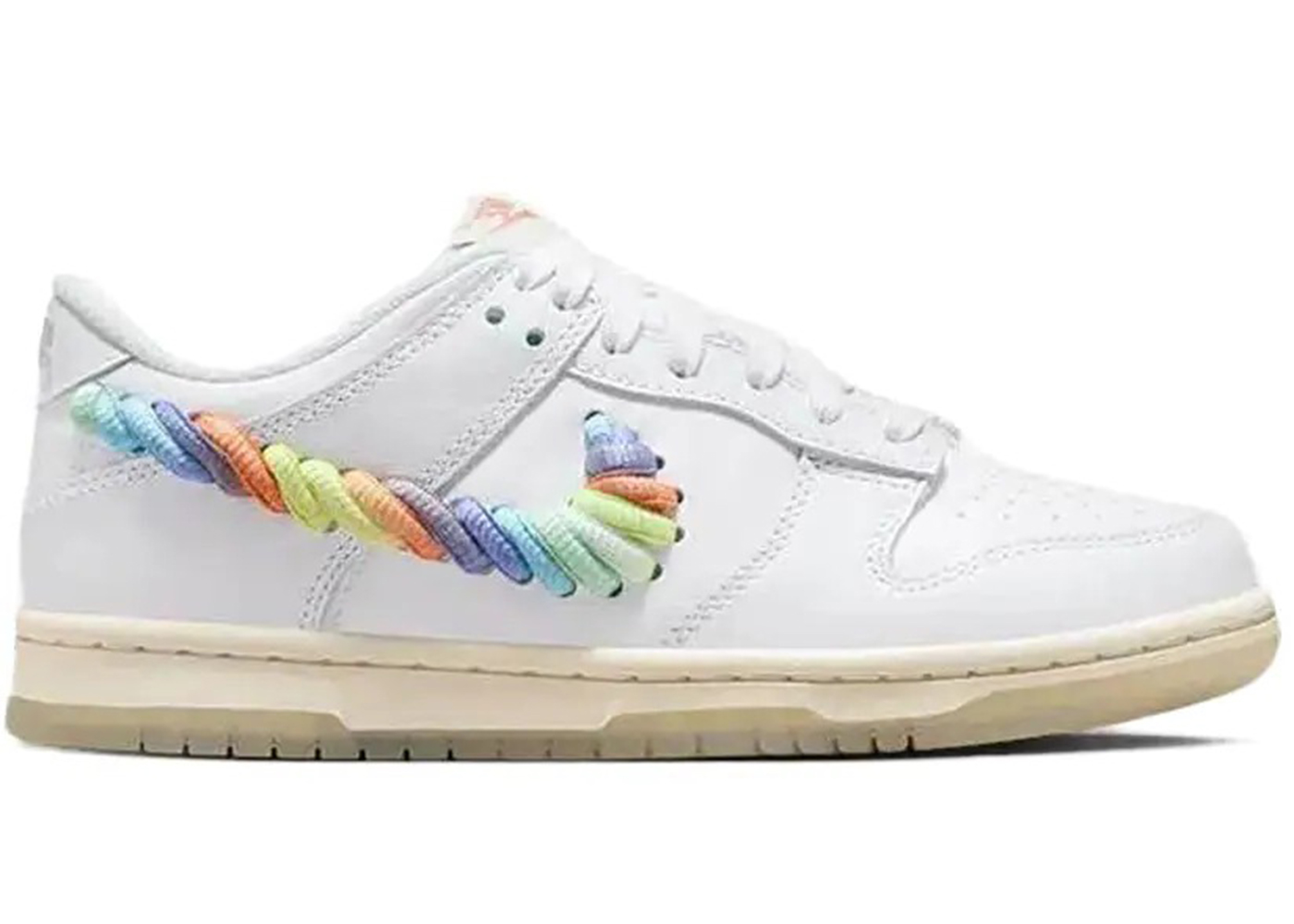 Nike Dunk Low SE Rainbow Lace Swoosh White GS FN4861 100 GB