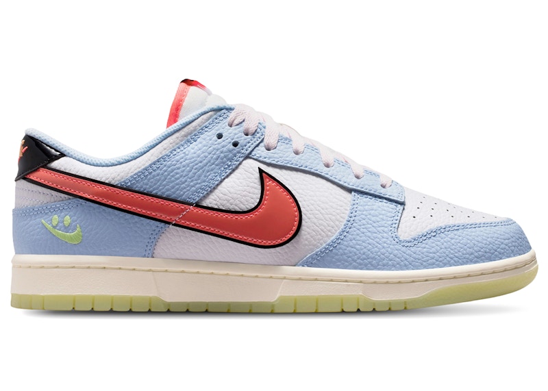 Nike Dunk Low Smiley Swoosh White Hydrogen Blue Crimson