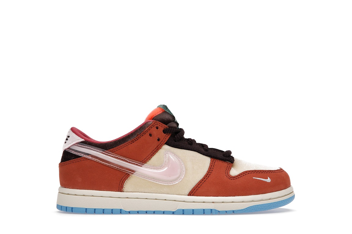 Pre-owned Nike Dunk Low Social Status Free Lunch Chocolate Milk (ps) In Canvas/mid Soft Pink-burnt Brown