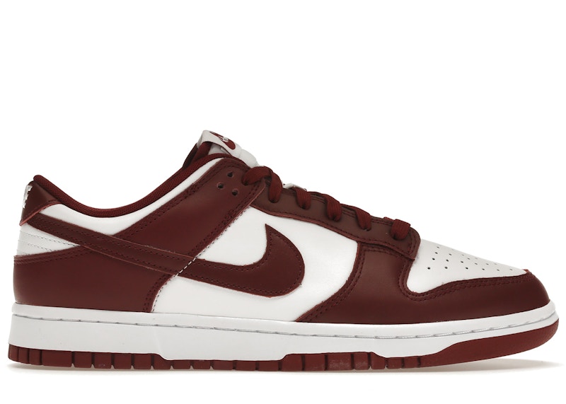 burgundy and white dunks