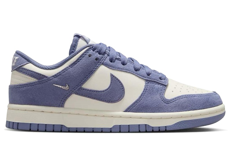 Pre-owned Nike Dunk Low Mini Swoosh (women's) Sneakers In Sail/metallic Silver/world Indigo