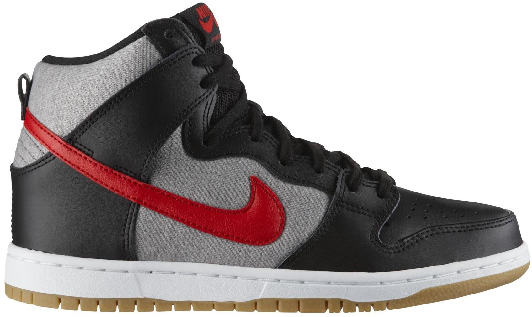 red and black nike dunks high