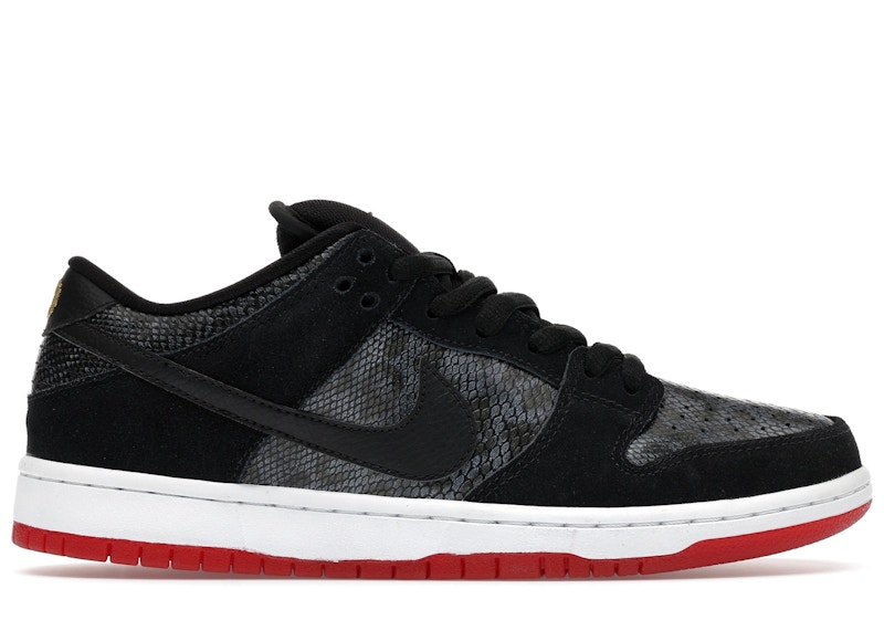 Men's Nike SB Dunk Low Snake Eyes Sneakers in Black/University Red