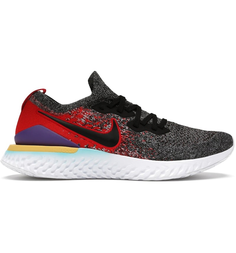 Nike Epic React Flyknit Black Hyper Jade University Red Men's