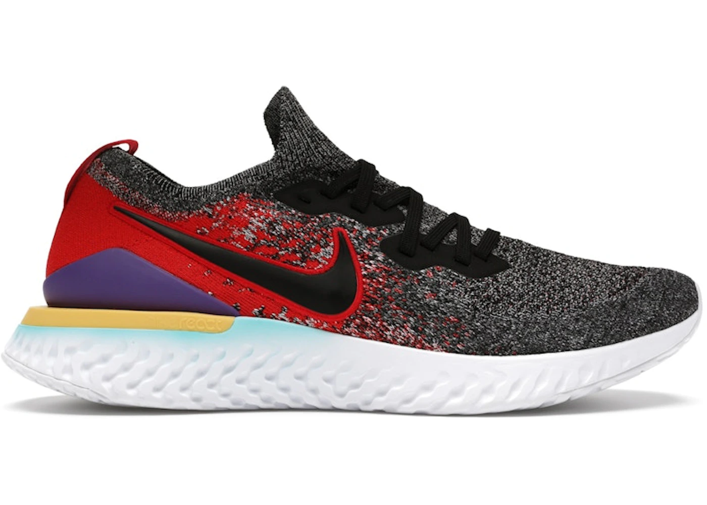 Nike Epic React Flyknit 2 Black Hyper Jade University Red Bq28 007 Nike Epic React Flyknit 2 Black Hyper Jade University Red Bq28 007