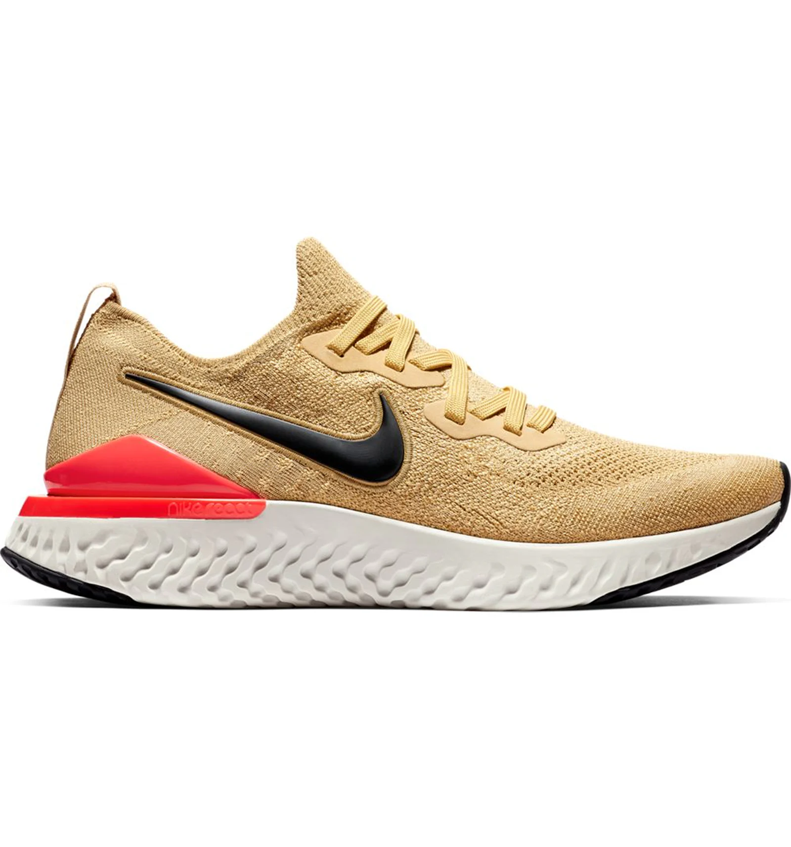 Nike epic react flyknit 2 club gold black red orbit sale