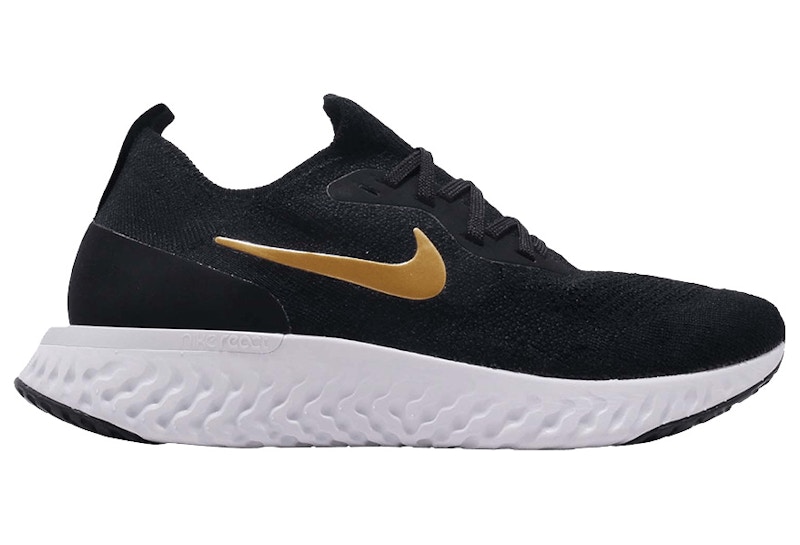 Nike Epic React Flyknit Black Gold Women s AQ0070 013 US