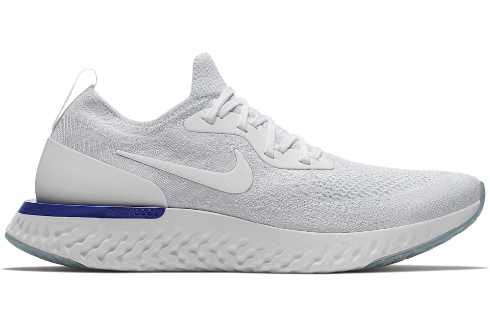 Epic react flyknit white best sale blue