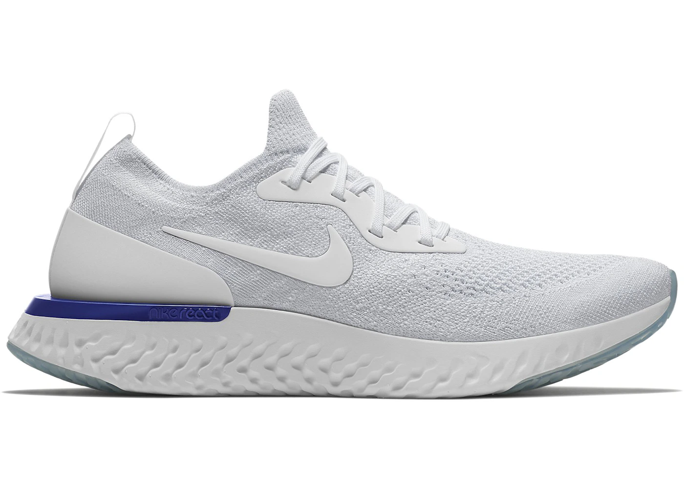 Epic react top flyknit white blue