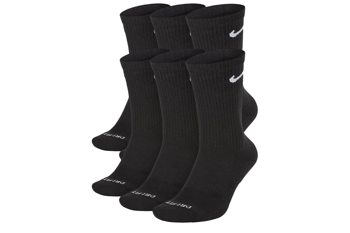 Pre-owned Nike Everyday Plus Cushioned Crew Socks (6 Pairs) Black