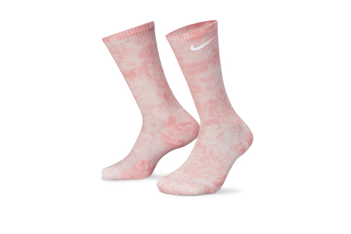 Pre-owned Nike Everyday Plus Cushioned Crew Socks Bleached Coral/light Soft Pink/white