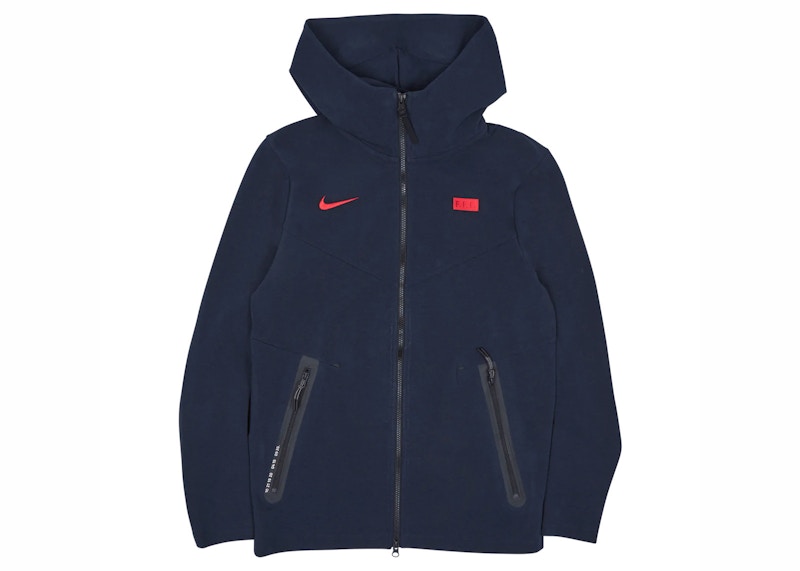 Nike FFF Tech Fleece Full-Zip Hoodie Dark Obsidian/University Red