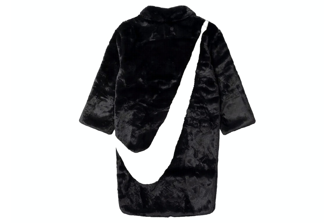 Pre-owned Nike Faux Fur Swoosh Long Coat Black/dark Smoke Grey/sail