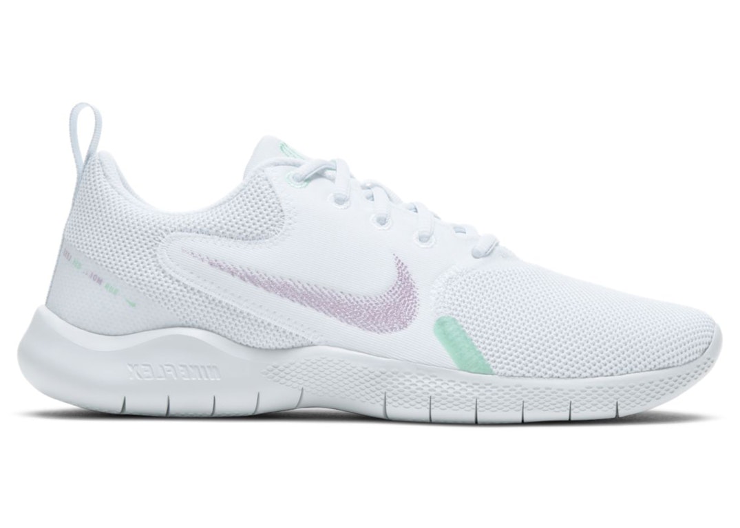 Pre-owned Nike Flex Experience Run 10 White Violet Shock (women's) In White/green Glow/football Grey