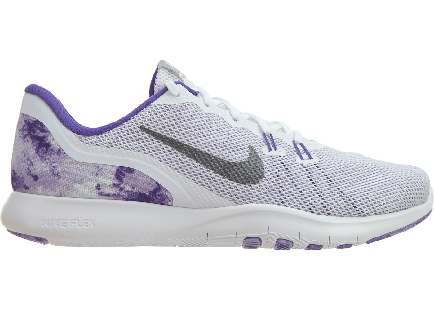 Nike Flex Trainer 7 Print White Metallic Dark Grey (W) - 898481-100