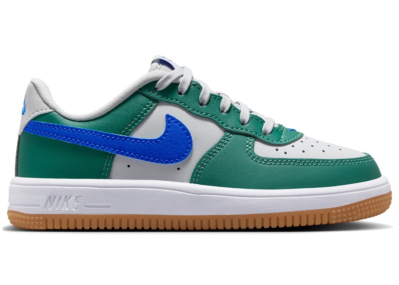 Nike Force 1 Low Grey Racer Blue Sneakers in Grey Fog/Evergreen Aura/White