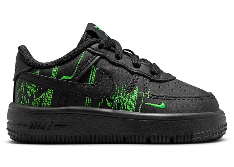 Pre-owned Nike Force 1 Low Lv8 Matrix Sneakers In Black/green Strike/vivid Purple