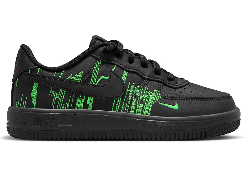 Pre-owned Nike Force 1 Low Lv8 Matrix Sneakers In Black/green Strike/vivid Purple