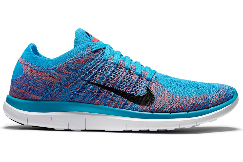 Nike Free 4.0 Flyknit Blue Lagoon Bright Crimson Hombre 631053