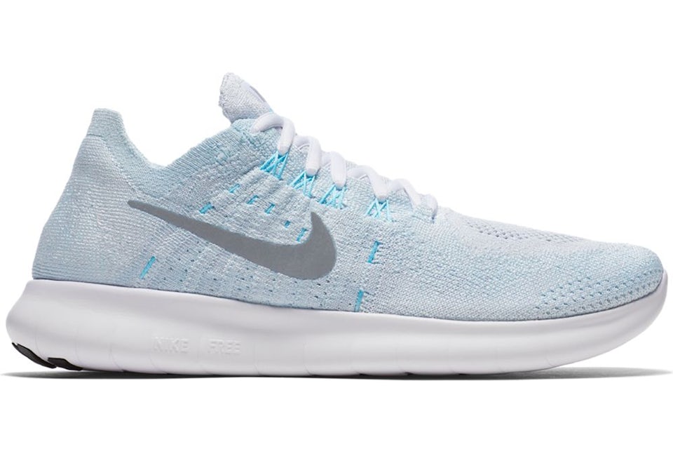 Nike Free Run Flyknit 2017 Pure Platinum Glacier Blue Women s