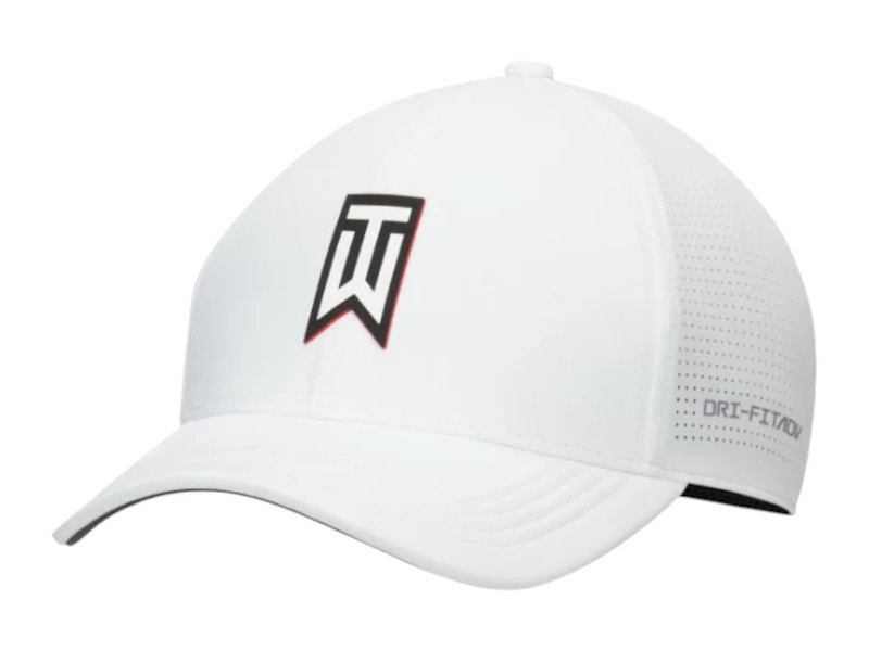Pre-owned Nike Men's Golf Dri Fit Adv Tiger Woods Structured Club Cap In White/black