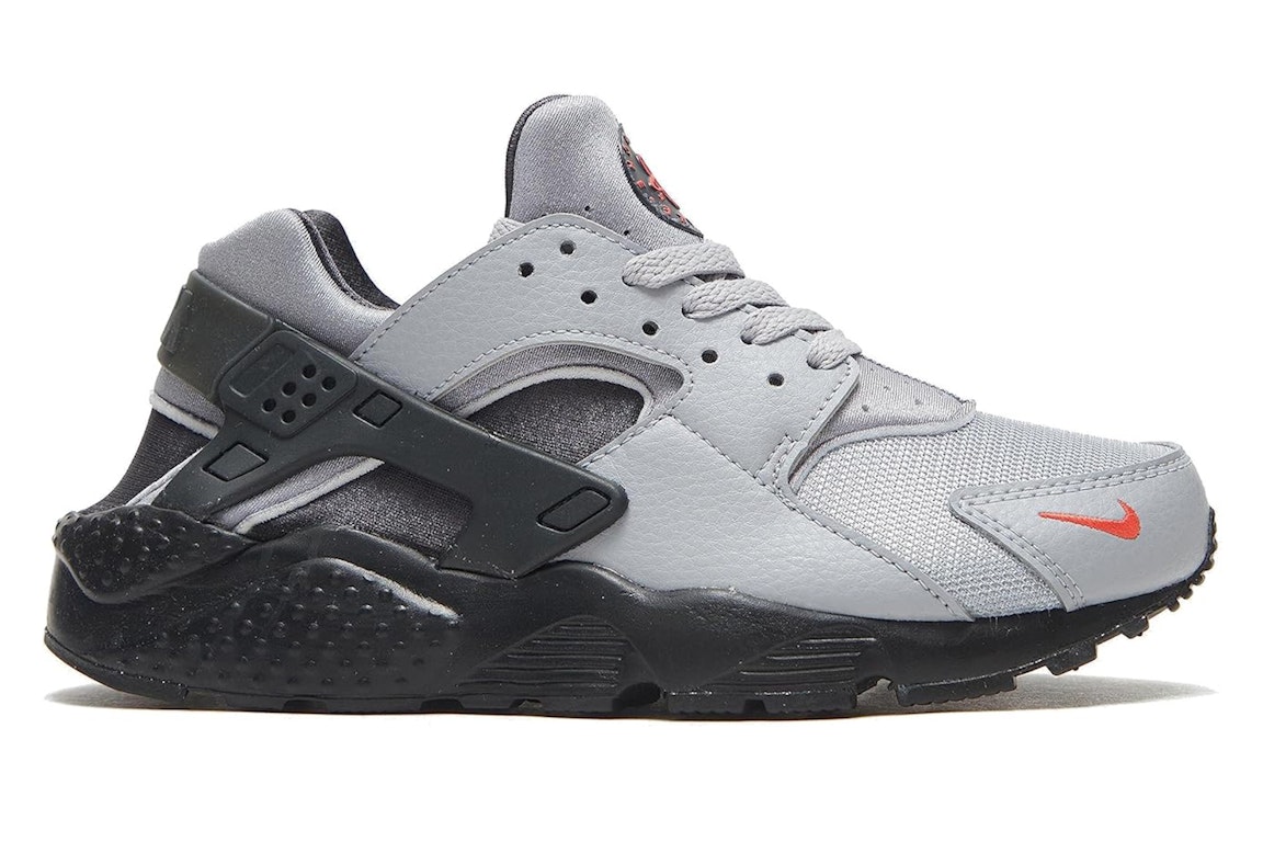 Pre-owned Nike Huarache Run Wolf Grey Black (gs) In Wolf Grey/crimson/anthracite
