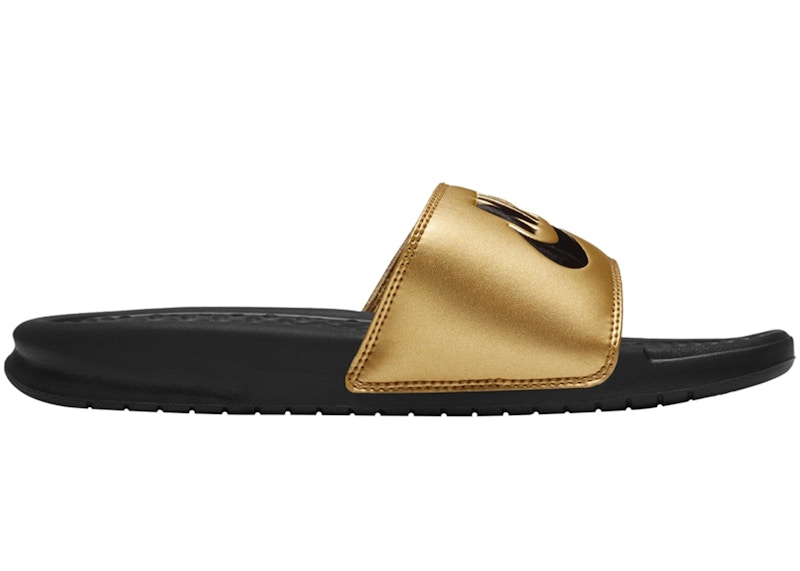 Nike JDI Benassi Slide Black Metallic Gold Women s 343881 014