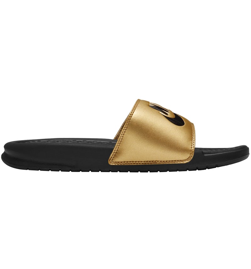 Nike JDI Benassi Slide Black Metallic Gold (Women's) 343881-014 US