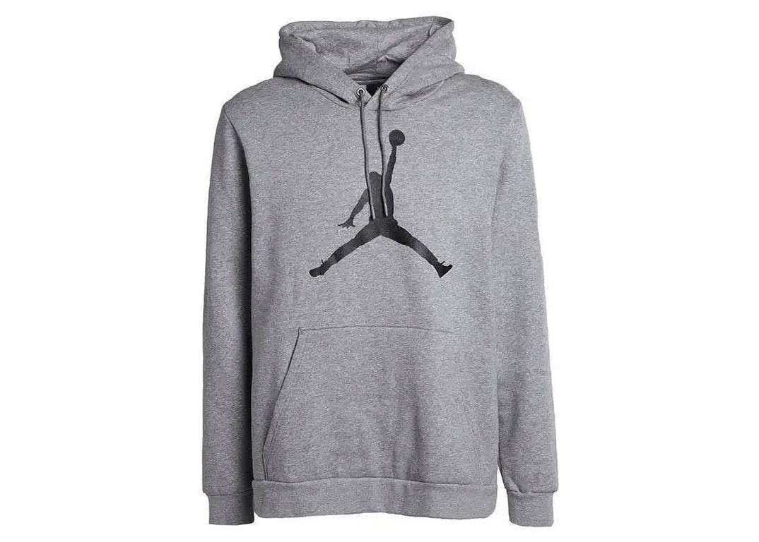 Pre-owned Nike Jordan Air Logo Fleece Hoodie Grey Heather/black