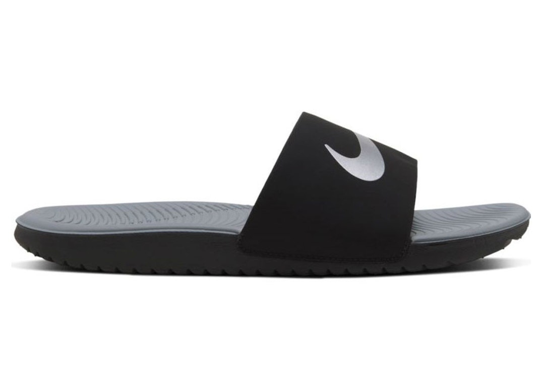 Pre-owned Nike Kawa Slide Black Metallic Silver (gs/ps) In Black/metallic Silver