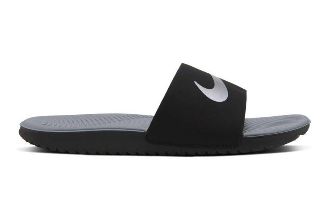 Pre-owned Nike Kawa Slide Black Metallic Silver (gs/ps) In Black/metallic Silver