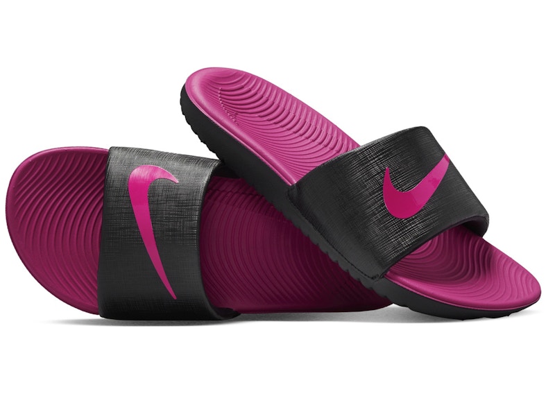 Nike Kawa Slide Black Vivid Pink GS DD8519 001 GB