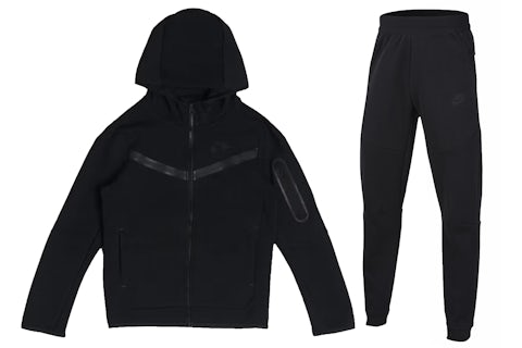Nike Kids' Tech Fleece Full-Zip Hoodie Joggers Set Black/Black