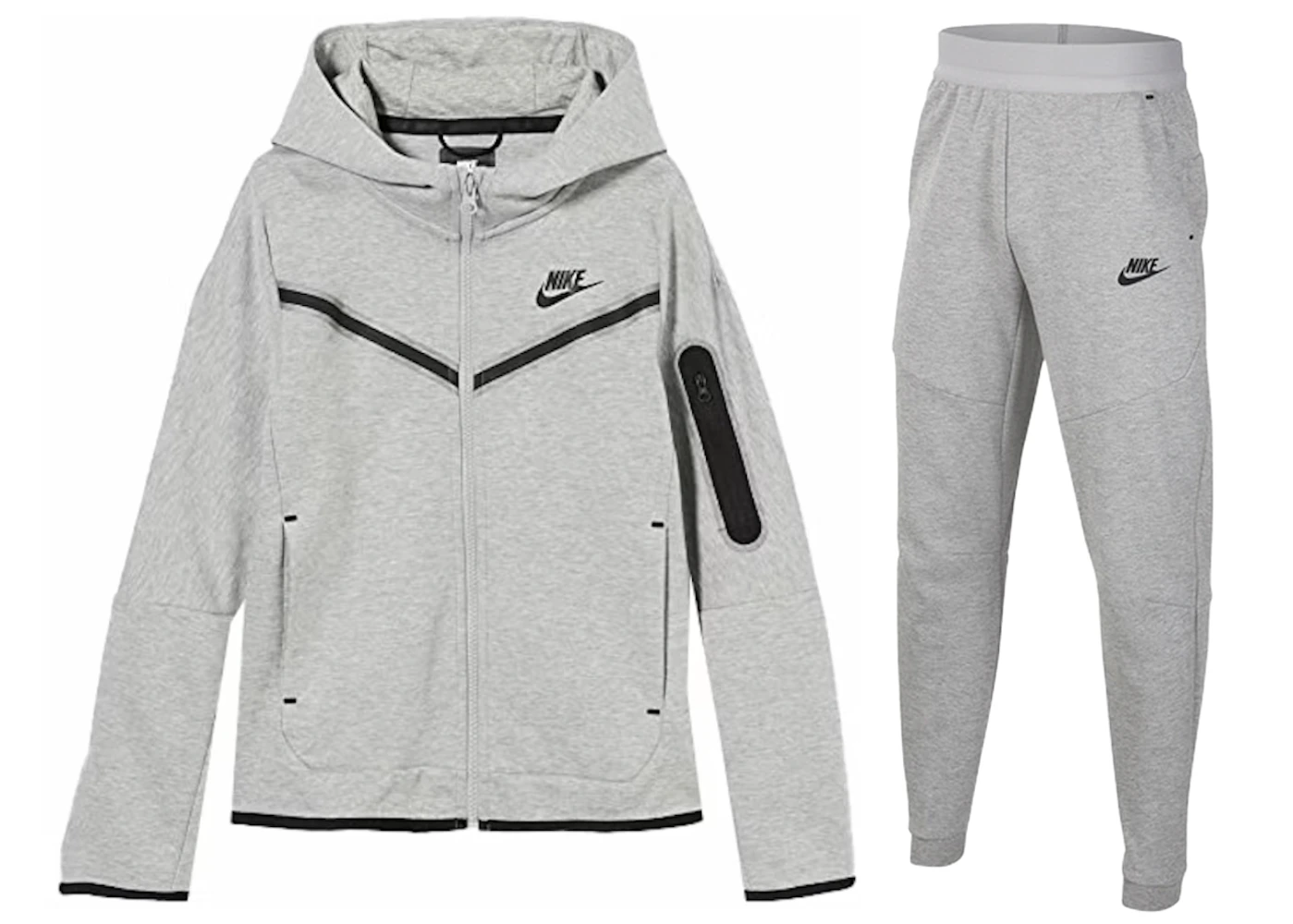 Nike Tech Fleece Full-Zip Hoodie & Joggers Set 'Dark Heather Grey/Black