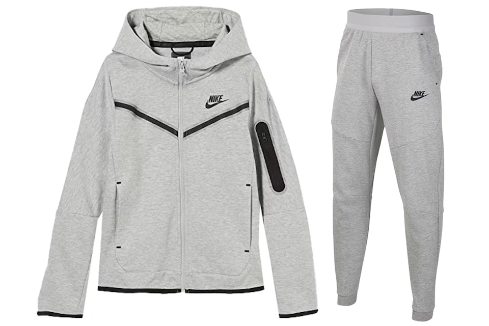 Nike Kids' Tech Fleece Full-Zip Hoodie Joggers Set Dark Heather Grey/Black - SS23 US
