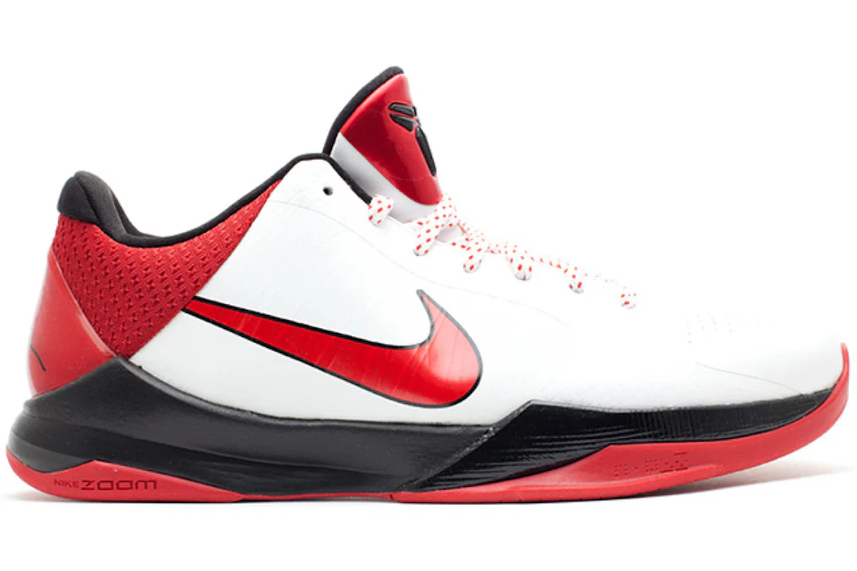 Nike Kobe 5 White Varsity Red Black Men s 386429 161 US