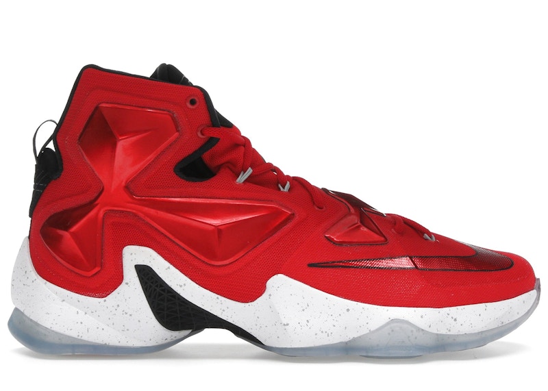 Men's Nike LeBron 13 Away Sneakers in University Red/White/Black