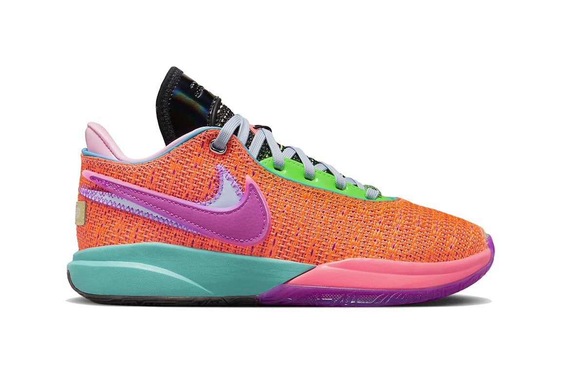 Pre-owned Nike Lebron 20 Chosen 1 (gs) In Total Orange/vivid Purple/green Strike