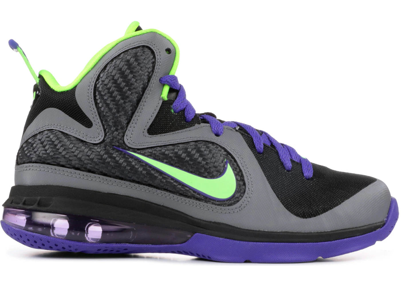 Nike LeBron 9 Black Electric Green Court Purple GS 472664 004 US