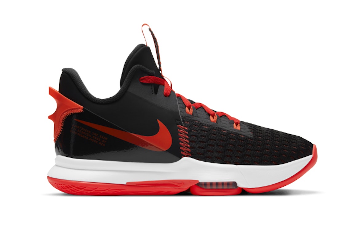 Pre-owned Nike Lebron Witness V Bred In Black/bright Deep Red-university Red-white